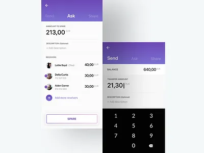 BeamUp Send/Ask app finance fintech login ui ux