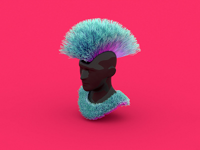 Funky Iroquois. 3d c4d cinema4d colors funky haircut hairs maxon maxon3d redshift redshift3d render