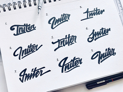 Initer Guitars brand calligraphy hand written lettering logo logotype ogo process sketch type typography