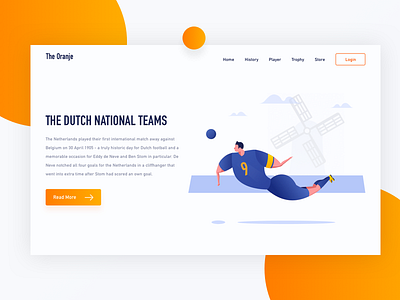 Netherlands National Football Team - Header Exploration blue clean landing page football gradient illustration landing page netherlands orange rusia 2018 the oranje van persie world cup