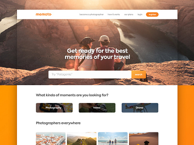 Memoto | UI Desktop brand mvp photography sketch style tile travel ui ux visual
