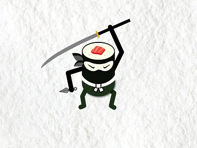 Ninja Sushi 3 character design dubai food illustration japan ninja noodles salmon sushi vector