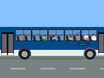 Santa Claus | Bus Party animation bus character christmas drive mercedes benz motion natal onibus papai noel party santa claus