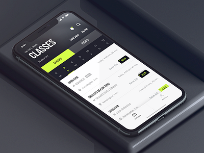 Classes app application classes design events fitness interface iphone iphone x ui ux