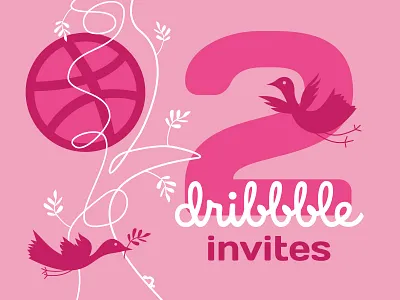 2 Dribbble Invites bird dribbble invitation invite two