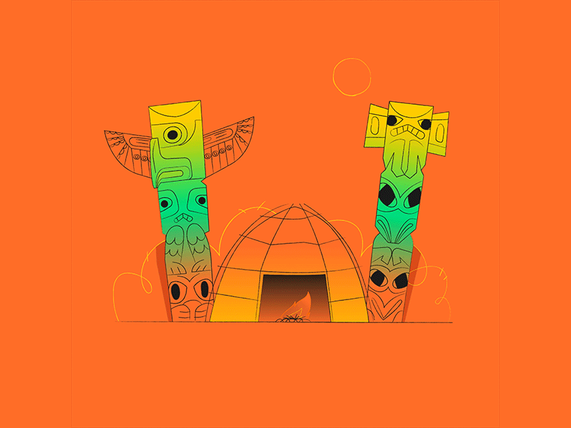 W // 36daysoftype animation fire illustration loop native pole subtle totem type typography wigwam