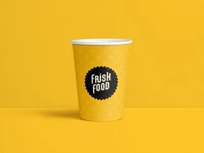 Frisk Food Cup black catering cup food fresh gastronomy logo restaurant yellow