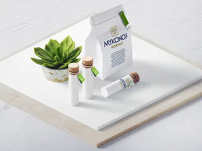 Mykonos Gourmet branding food gourmet greek icon identity logo minimalism packaging restaurant symbol typo