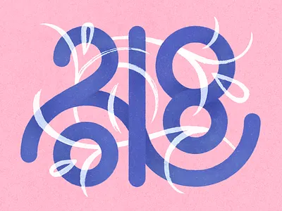 2018 2018 floral lettering monogram new year numbers type typogaphy