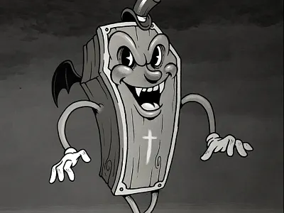 Coffin 30s anthropomorphic cartoon character design coffin drawing halloween illustration retro retro cartoon vampire vintage