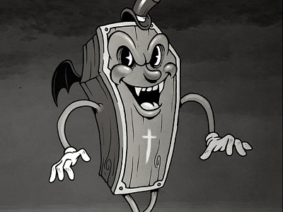 Coffin 30s anthropomorphic cartoon character design coffin drawing halloween illustration retro retro cartoon vampire vintage