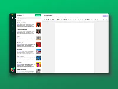 Note app application dashboard green minimal note text ui ux