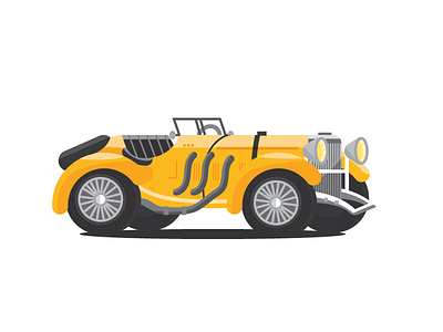 Mercedes-Benz SSK 1920s 1930s car german illustration vehicle yellow