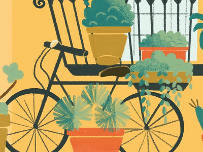 Sevilla bicycle digital illustration plants