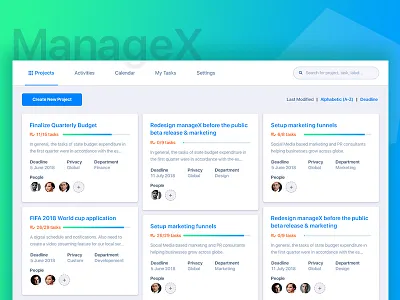 Managex - Redesign [WIP] dashboard interface project manager ui web wordpress