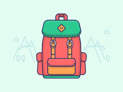 Backpack backpack bag camping hiking icon iconography illustration outline travel vector