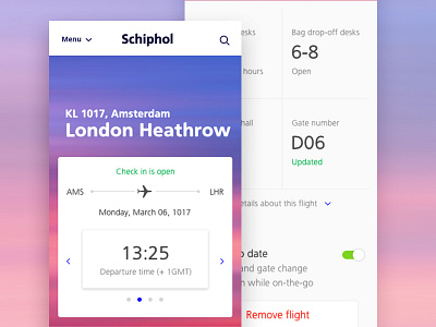 Schiphol.com - Flight Info Mobile airline airport flat flight gradient transportation travel ui
