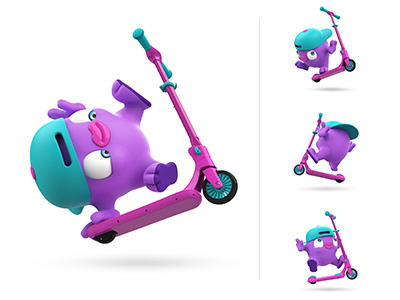 Finalized Character Concept 3d art cartoon character design design designer fun graphic illustration kids render scooter