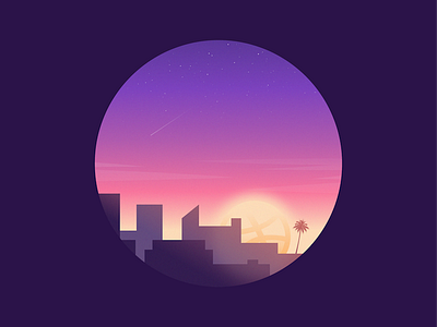 Greetings Dribbble! city skyline sunset