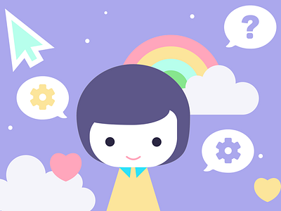 Psychology Principles for Design blog blog post flat hearts illustration minimal psychology purple rainbow simple thumbnail