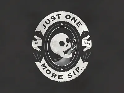 One Sip Badge badge grunge icon illustration lettering skull texture type typography