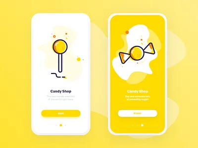 / Unhealthy App / Onboarding candy illustration iphone x onboarding vector yellow