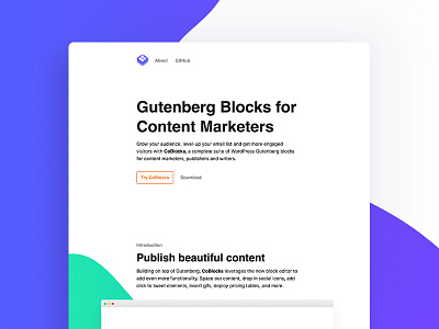 CoBlocks Website call to action clean coblocks colorful gutenberg landing landing page minimal optin website wordpress