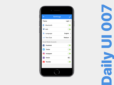 Daily UI #007 - Settings dailyui ios iphone settings