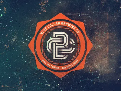 Blue Collar Brewing Company badge beer blue brewery brewing collar craft grit gritty monogram textured