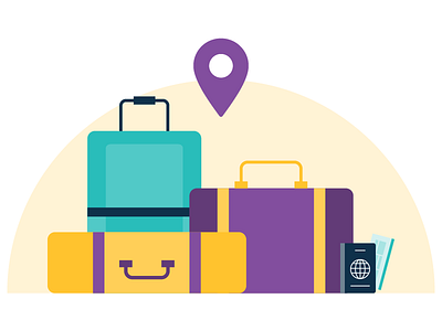 Packin' Time checkin flat icon illustration luggage packing passport suitcase ticket travel