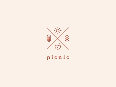Picnic Logo brand icon identity illustration logo minimal picnic typography