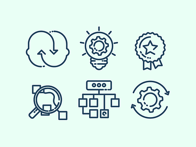 Icons examine execute icon illustration innovation perfection plan relationship web