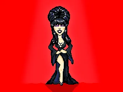 Elvira, mistress of the dark character elvira fanart illustration photoshop pixel pixelart red
