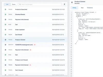 Debugger app code enterprise payload table ui ux web