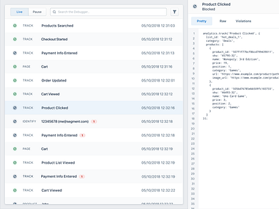 Debugger app code enterprise payload table ui ux web