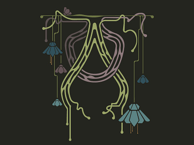 Art Nouveau A art nouveau design drop cap dropcap graphic design illustration lettering typography
