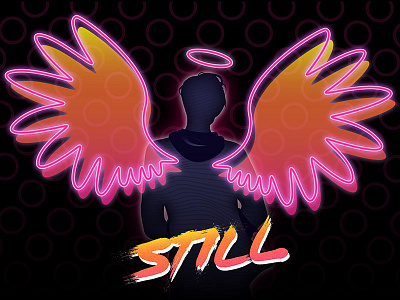 Still angel character illustration illustrator neon retro vector wings