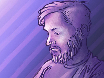 Lonely Memory blue drawing illustration photoshop portrait purple sketch