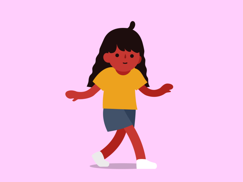 Meow cat colour gif girl，walk illustration people walking