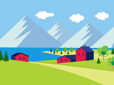 Beautiful Village Near by Himalaya Hills ai design eps flat free freebies hills himalaya natural style vector village