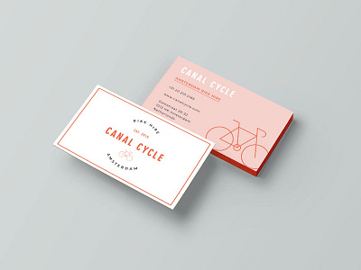 Canal Cycle branding amsterdam bicycle brand branding business card crest cycle graphic design logo pink red stamp