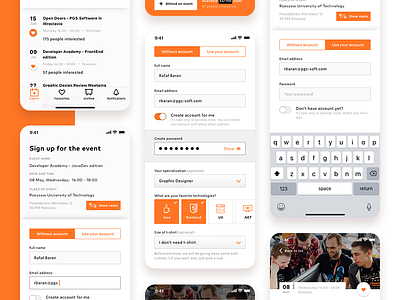 Sign up for event - mobile app create account events form ios iphone x login password prelegents registration sign in sign up ticket