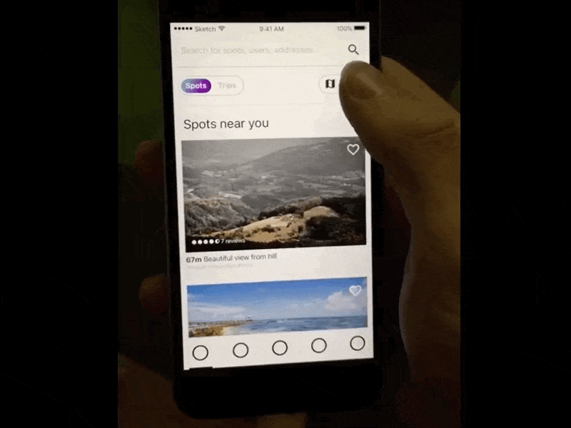 Spots - Travel App animation app flinto iphone map prototype travel ui ux