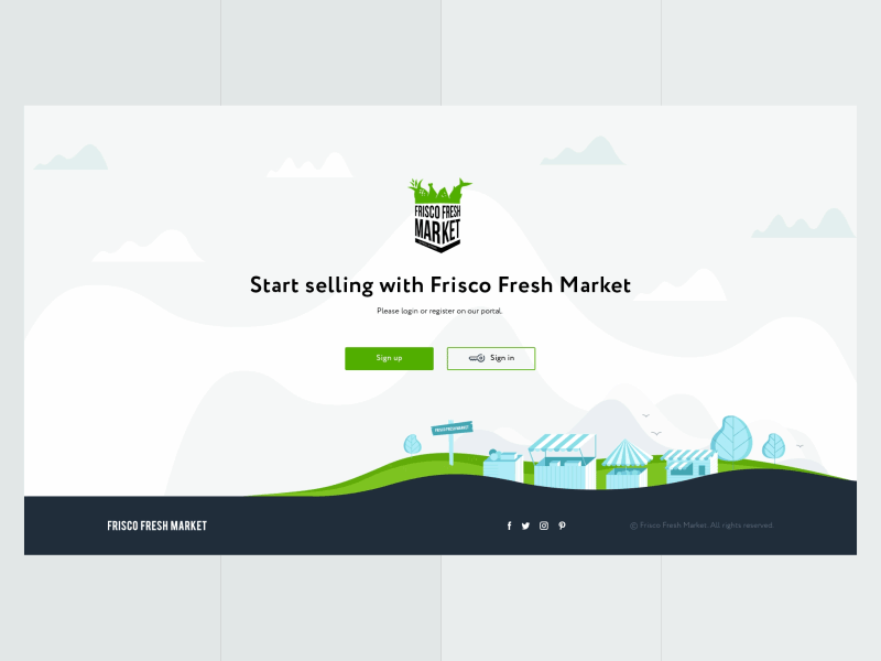 Frisco Fresh Market. Splash screen animation booking calendar events farmer market solardigital