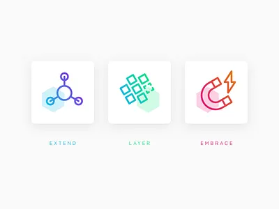 Hex-icons api colourful ecommerce gradient hexagon iconography icons isometric marketing moltin product web