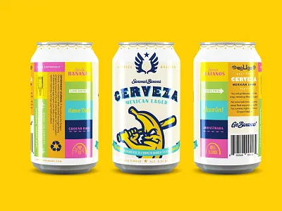 Cerveza Can banana baseball beer branding can cerveza lager packaging typography