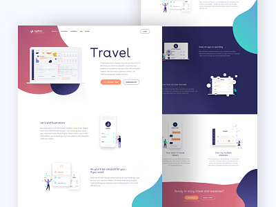 Travel for Rydoo agency app colors gradient illustration landing laptop me travel ui ux