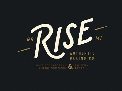 RISE Authentic Baking Co. Logo art direction bakery baking brand branding design handdrawn handlettering identity logo type typography