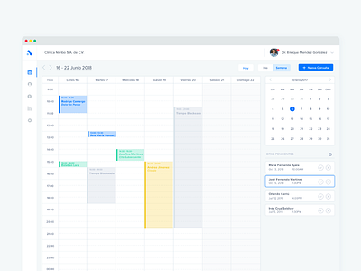 Nimbo Calendar calendar calendar app dashboard doctor ehr flat healthcare hospital ui ux web webapp