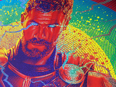 Thor: Ragnarok - Foil silkscreen detail comics design foil illustration marvel movie poster print ragnarok silkscreen thor tracie ching